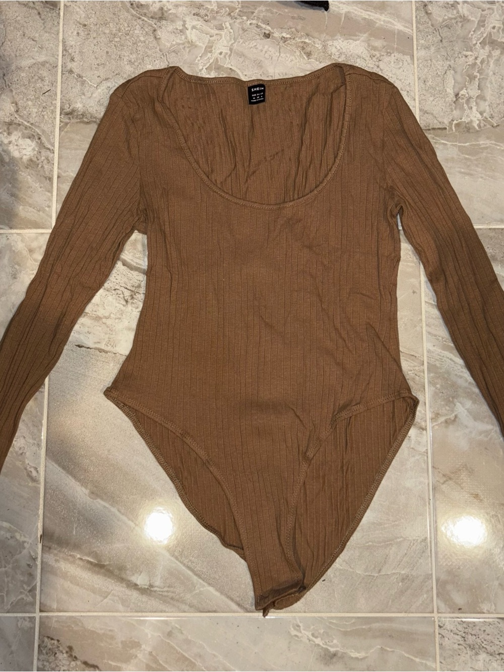 SHEIN Ribbed Long Sleeve Bodysuit